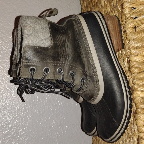 Sorel Slimpack II Lace up Winter Olive Green Gray Black Boots 7 - Picture 2 of 8